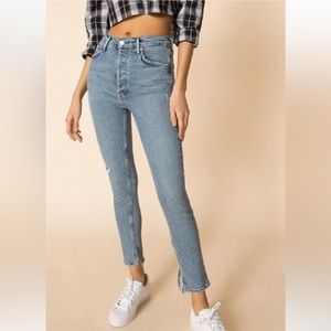 AGOLDE Nico High Rise Button Fly Blue Skinny Jeans Size 25